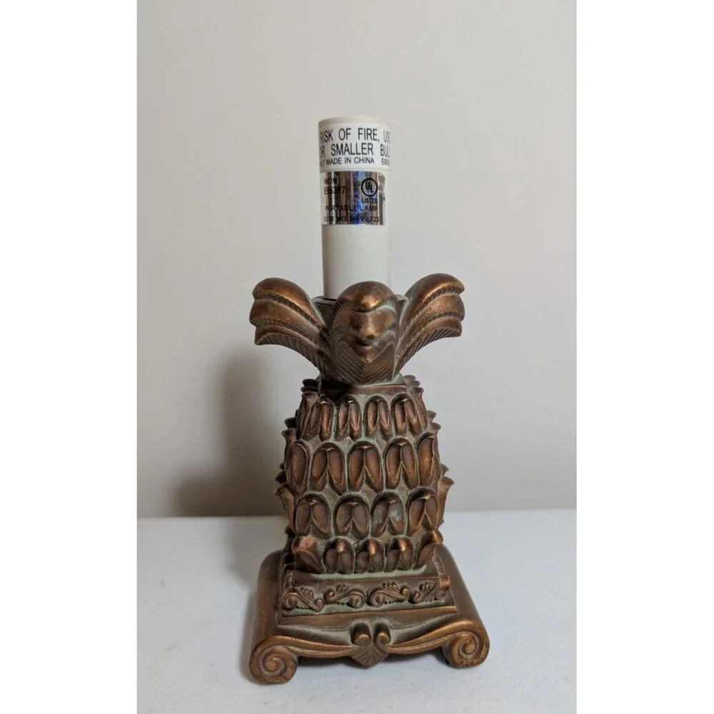 Pineapple Table Lamp Faux Bronze Finish Tropical Coastal Accent Working 7 inch